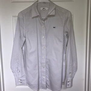 Vineyard Vines Gray Striped Button Down- Size 0